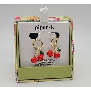 Piper K Cherry Earrings Boxed /red